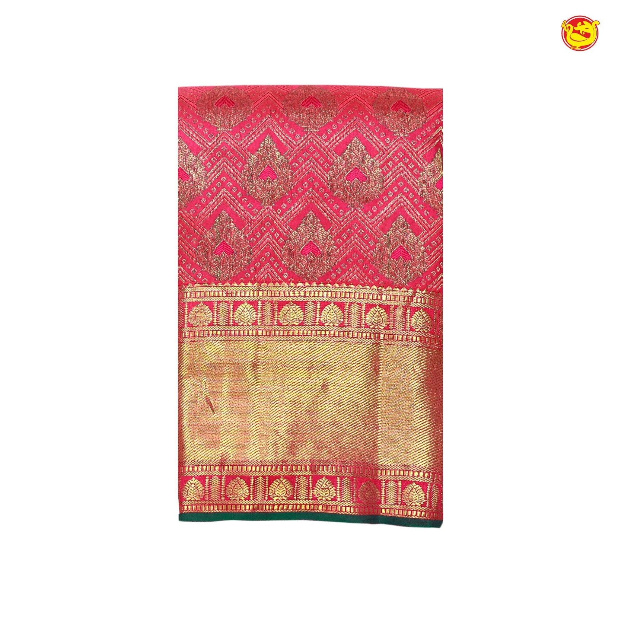 Hot Pink Traditional Buttas Gold Zari Floral Border Kanjivaram Wedding Silk Saree