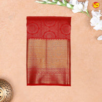 Red Circle Floral Tissue Wedding Silk Saree - Thenianantham