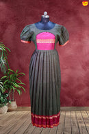 Mehandi Green with Pink Ladies Branded Readymade Chettinad Cotton Gown