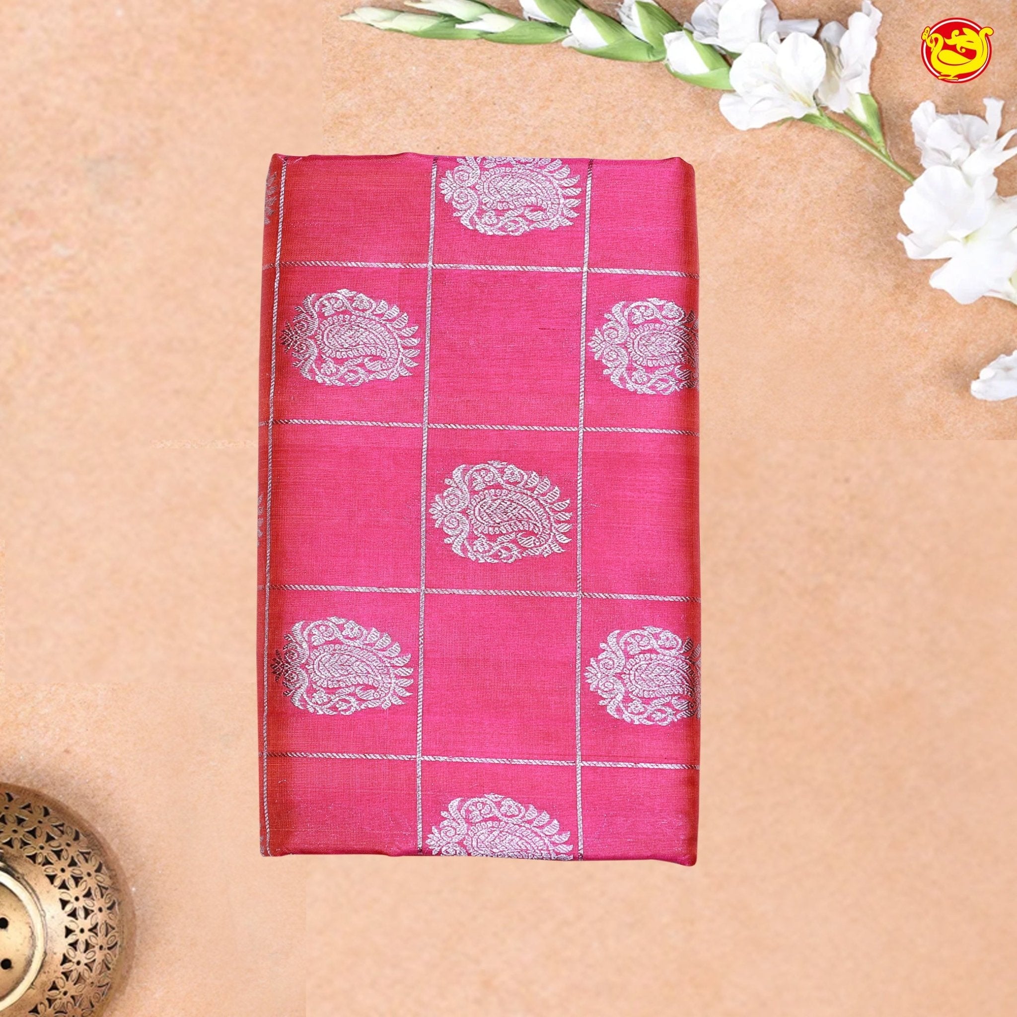 Rani Pink Checked in Traditional Buttas Venkatagiri Silk Saree