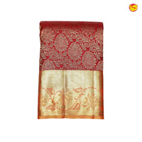 Red Jacquard Gold Zari Floral Motifs Border Kanjivaram Wedding Silk Saree