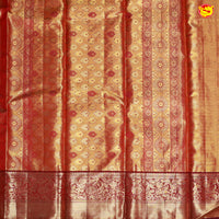 Honey Brown Floral Motifs Tissue Wedding Silk Saree