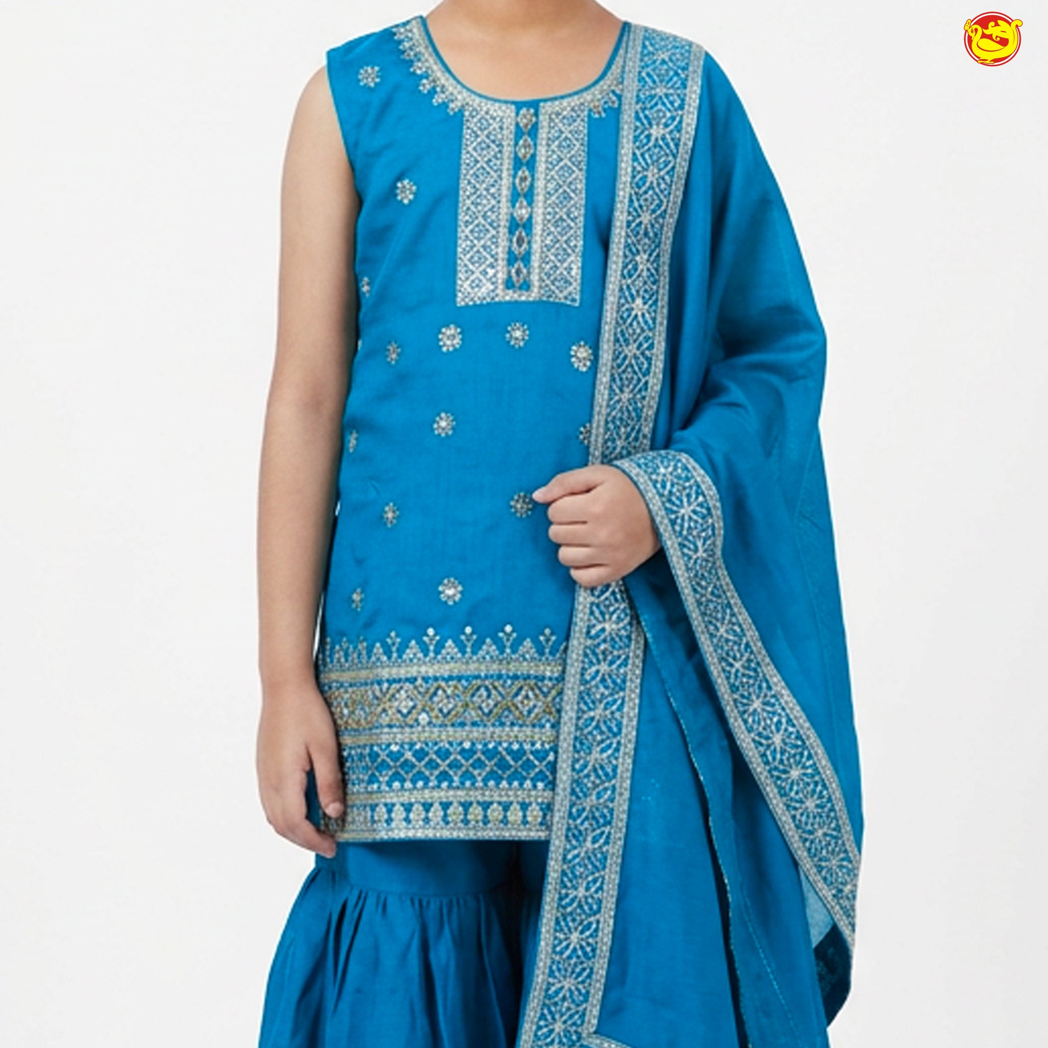 Blue Color Girls Branded Readymade Sharara set