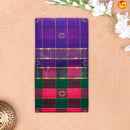 Pink with Green Checked Gold Zari Border Lavender Floral Pallu Venkatagiri Pure Cotton without Blouse - Thenianantham