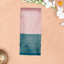 Peach with Peacock Blue Floral Motifs Kubera Pattu Saree - Thenianantham