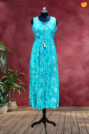 Cyan Green Stunning Floral Motifs Ladies Branded Readymade Maxi Top