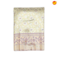 Gold with Lilac Border Tissue Silk Saree