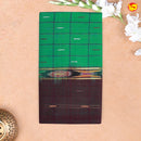 Forest Green with Dark Brown Checked Venkatagiri Pure Cotton Saree without Blouse