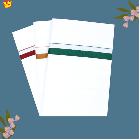 3 White Dhotis Combo Offer –  Cotton Traditional Men’s Dhoti
