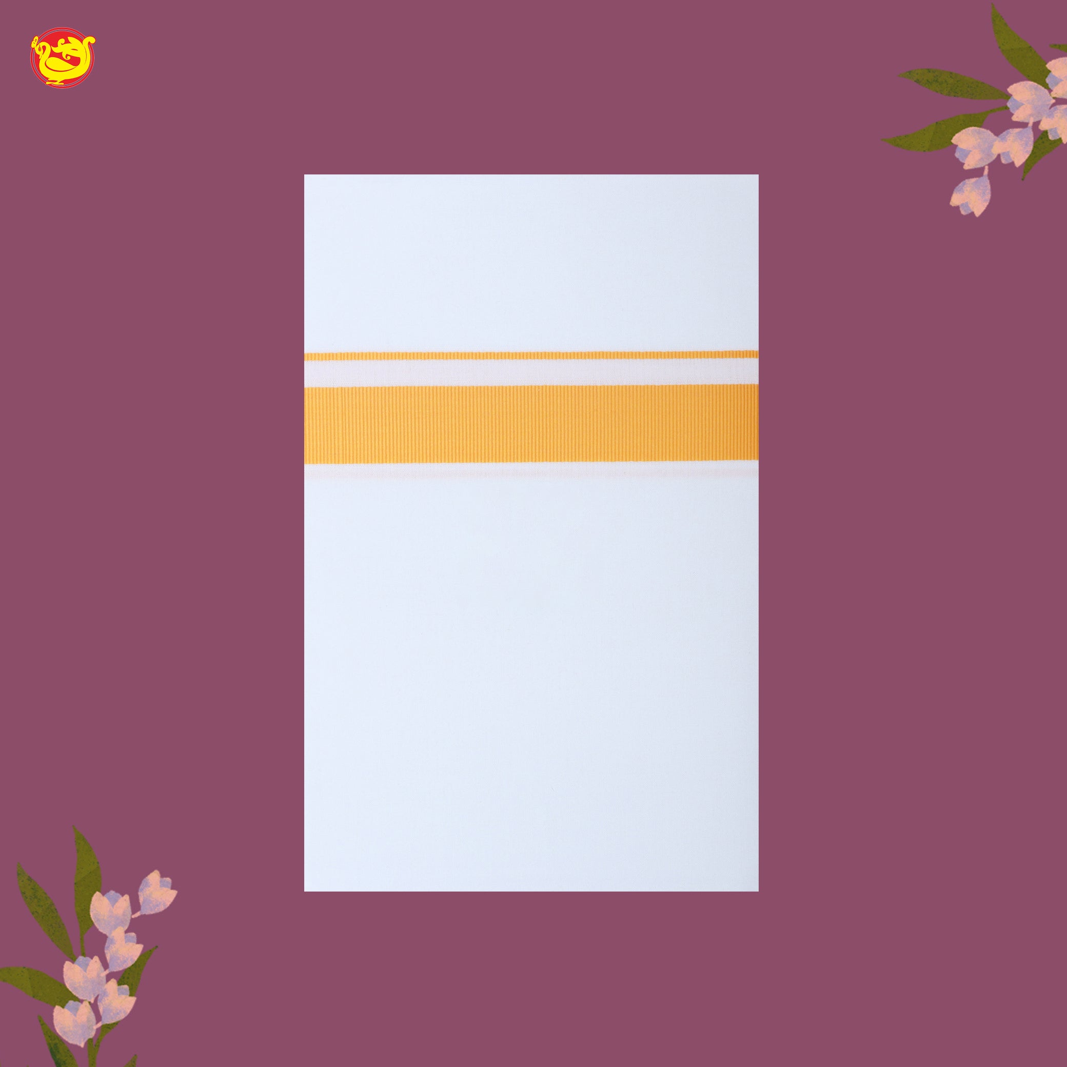 White with Dark Yellow Fancy Border Single Layer Cotton Men’s Dhoti