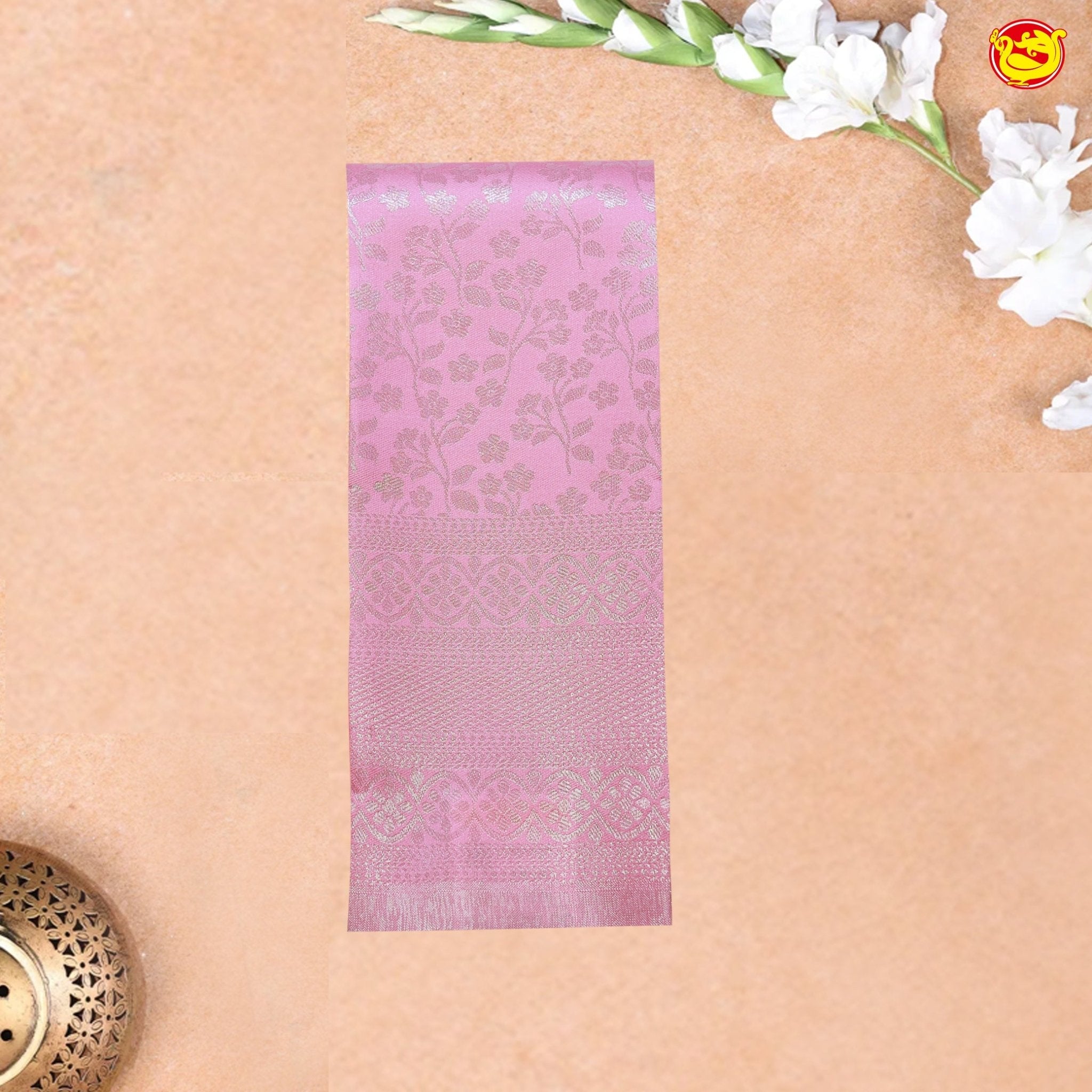 Pink Floral Motifs Kubera Pattu Saree