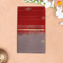 Kungumam Red with Dark Grey Traditional Buttas Venkatagiri Pure Cotton Saree without Blouse