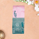 Baby Pink with Green Floral Motifs Kubera Pattu Saree - Thenianantham