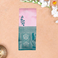 Baby Pink with Green Floral Motifs Kubera Pattu Saree - Thenianantham