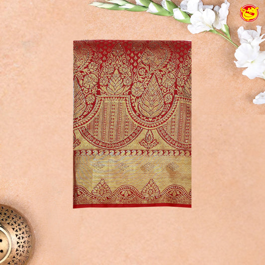 Red with Golden Stone work Gold Zari Wedding Silk Saree