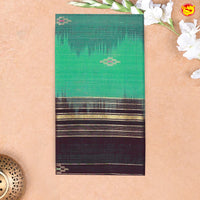 Jungle Green with Dark Brown Traditional Buttas Venkatagiri Pure Cotton Saree without Blouse