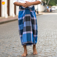 Men’s  Grey  with Brown Checked Cotton Stitched Lungi