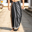 Men’s  Block with Grey Checked Cotton Stitched Lungi
