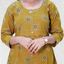 Tamira- Mustard Yellow With Floral Design  Ladies Branded Umbrella Top Readymade