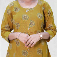 Tamira- Mustard Yellow With Floral Design  Ladies Branded Umbrella Top Readymade