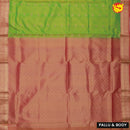 Parrot Green with Orange 9 Yards Soft Silk Saree - Thenianantham