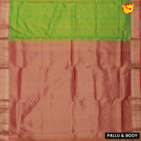 Parrot Green with Orange 9 Yards Soft Silk Saree - Thenianantham