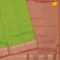 Parrot Green with Orange 9 Yards Soft Silk Saree - Thenianantham