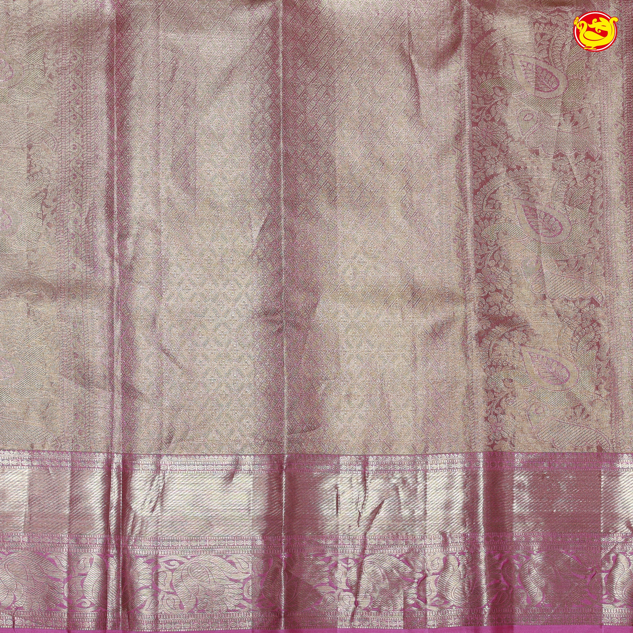 Water Blue with Pink Traditional Tissue Wedding Silk Saree