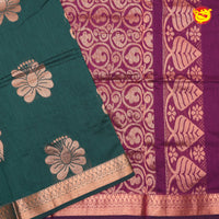 Dark Green With Purple Kalyani Cotton Saree