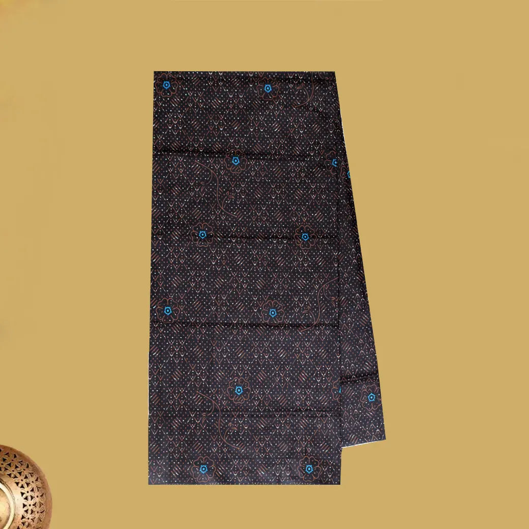 black with Brown flower design Cotton Printed Lungi