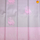 Grey with Pink Flamingo motifs Kubera Pattu Saree - Thenianantham