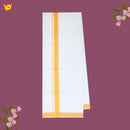 White with Dark Yellow Fancy Border Single Layer Cotton Men’s Dhoti