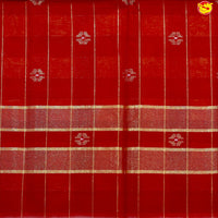 Black with Yellow Checked Gold Zari Border Maroon Floral Pallu Venkatagiri Pure Cotton without Blouse - Thenianantham