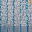 Blue and Grey with Orange Pallu Floral Design in Silver Zari Kotta Tissue Saree