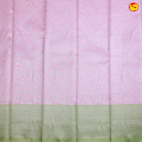 Pink with Pastel Green Floral Motifs Kubera Pattu Saree - Thenianantham