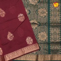 Maroon With Dark Green Kalyani Cotton Saree