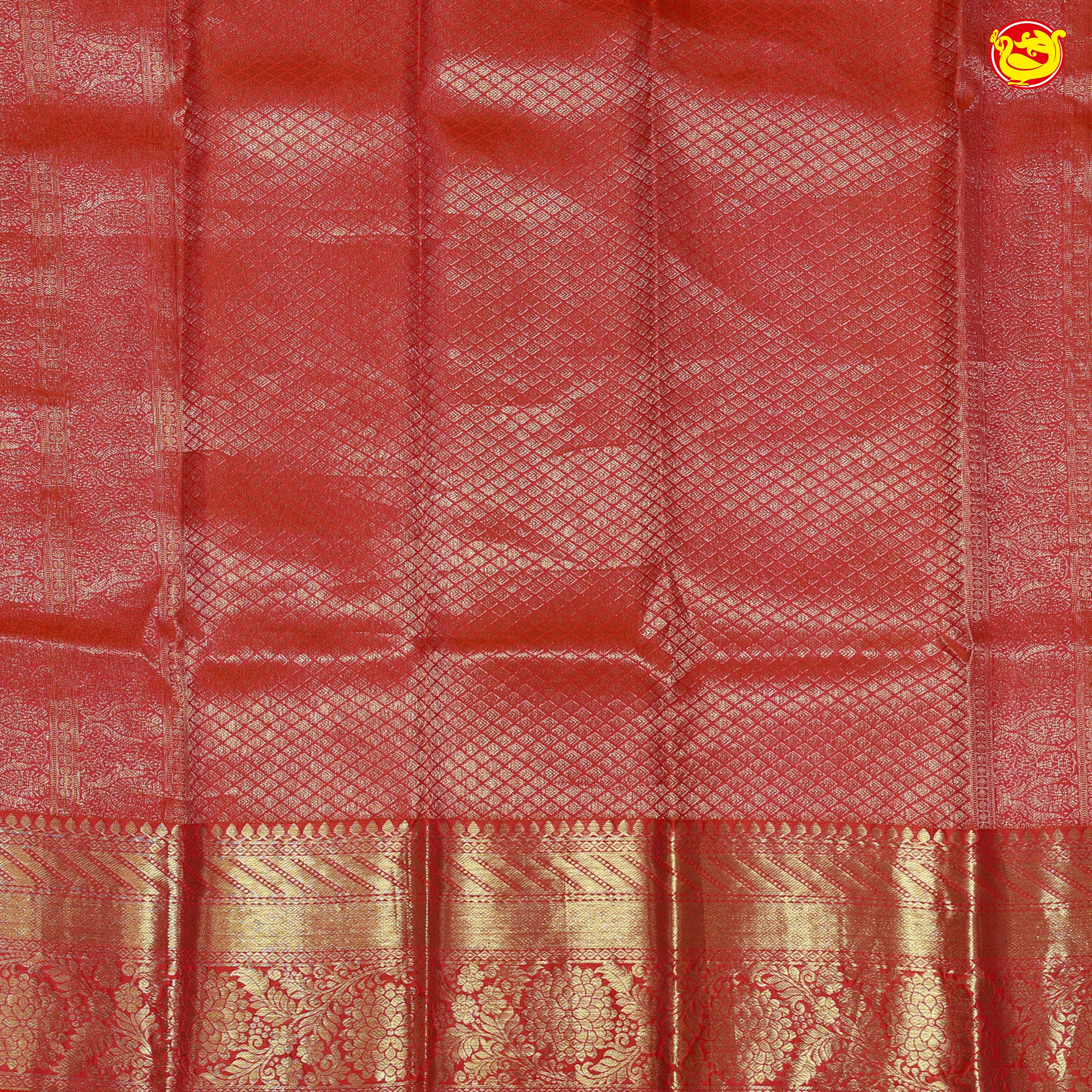 Orange Shade with Pink Traditional Tissue Wedding Silk Saree