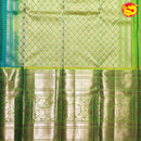 Rama Blue and Green Checked Traditional Long Border Kanjivaram Pure Soft Silk Saree - Thenianantham