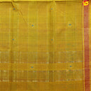 Ink Blue with Maroon Checked Gold Zari Border Yellow Floral Pallu Venkatagiri Pure Cotton without Blouse - Thenianantham