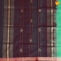 Jungle Green with Dark Brown Traditional Buttas Venkatagiri Pure Cotton Saree without Blouse