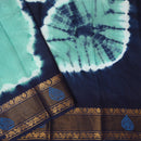 Sea Green With Navy Blue Sungudi Cotton Saree   without Blouse