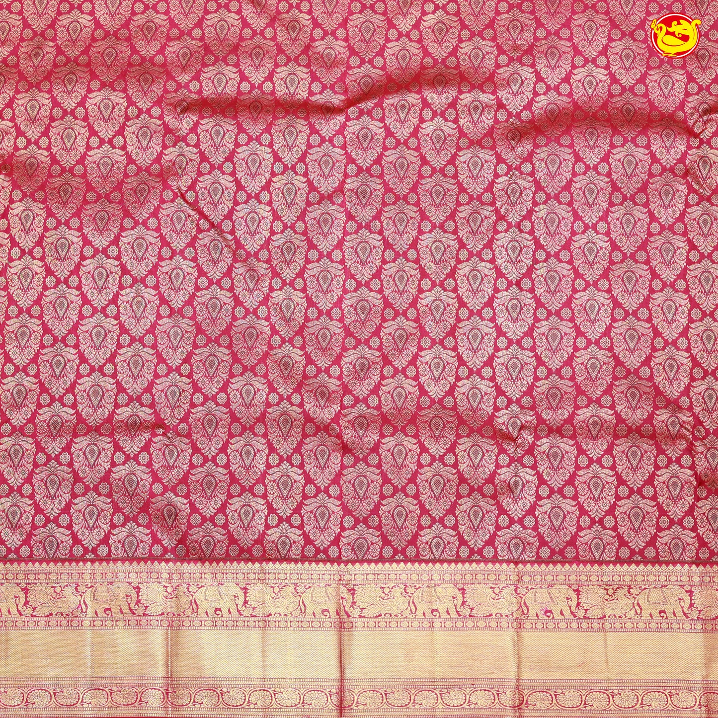 Red Rose with Gold Zari Border Wedding Silk Saree