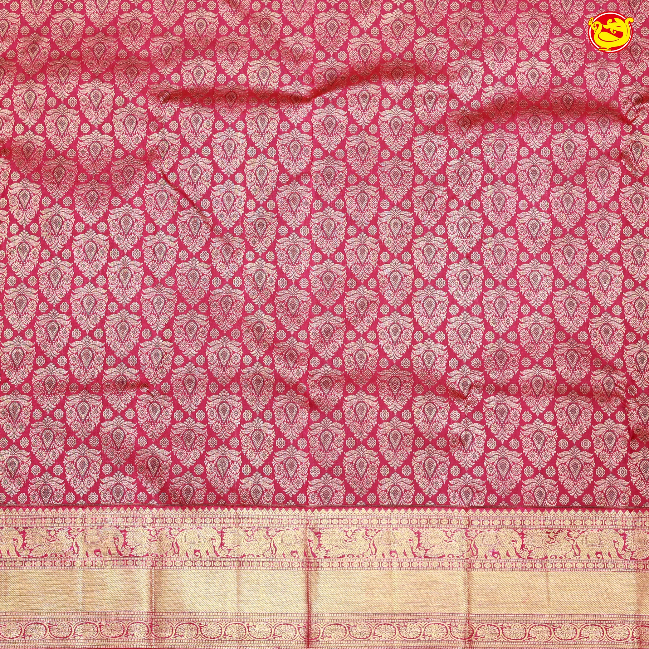 Red Rose with Gold Zari Border Wedding Silk Saree