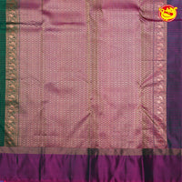 Bottle Green Checked Round Buttas Gold Zari Pure Kanjivaram Soft Silk Saree - Thenianantham