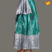 Sea green with Silver Girls & Women Branded Readymade Pattu Gown - Thenianantham