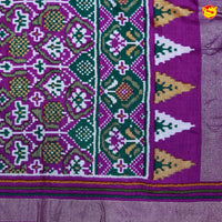 Peach Pink Buttas Motifs Zig Zag Ikat Print Woven Copper Zari Patola Silk Saree - Thenianantham