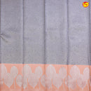 Grey with Orange Floral Kubera Pattu Saree - Thenianantham