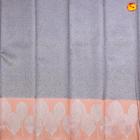 Grey with Orange Floral Kubera Pattu Saree - Thenianantham