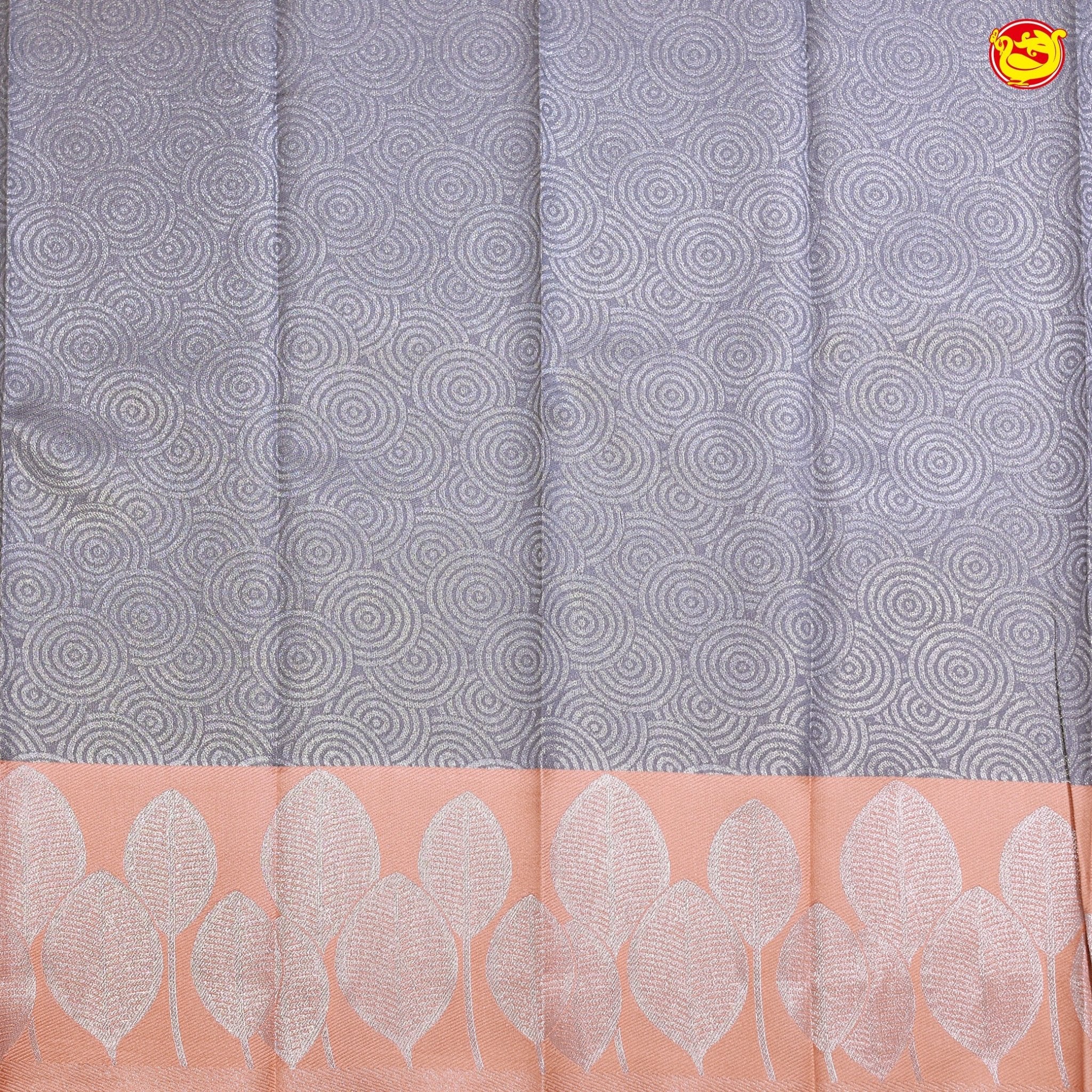 Grey with Orange Floral Kubera Pattu Saree - Thenianantham