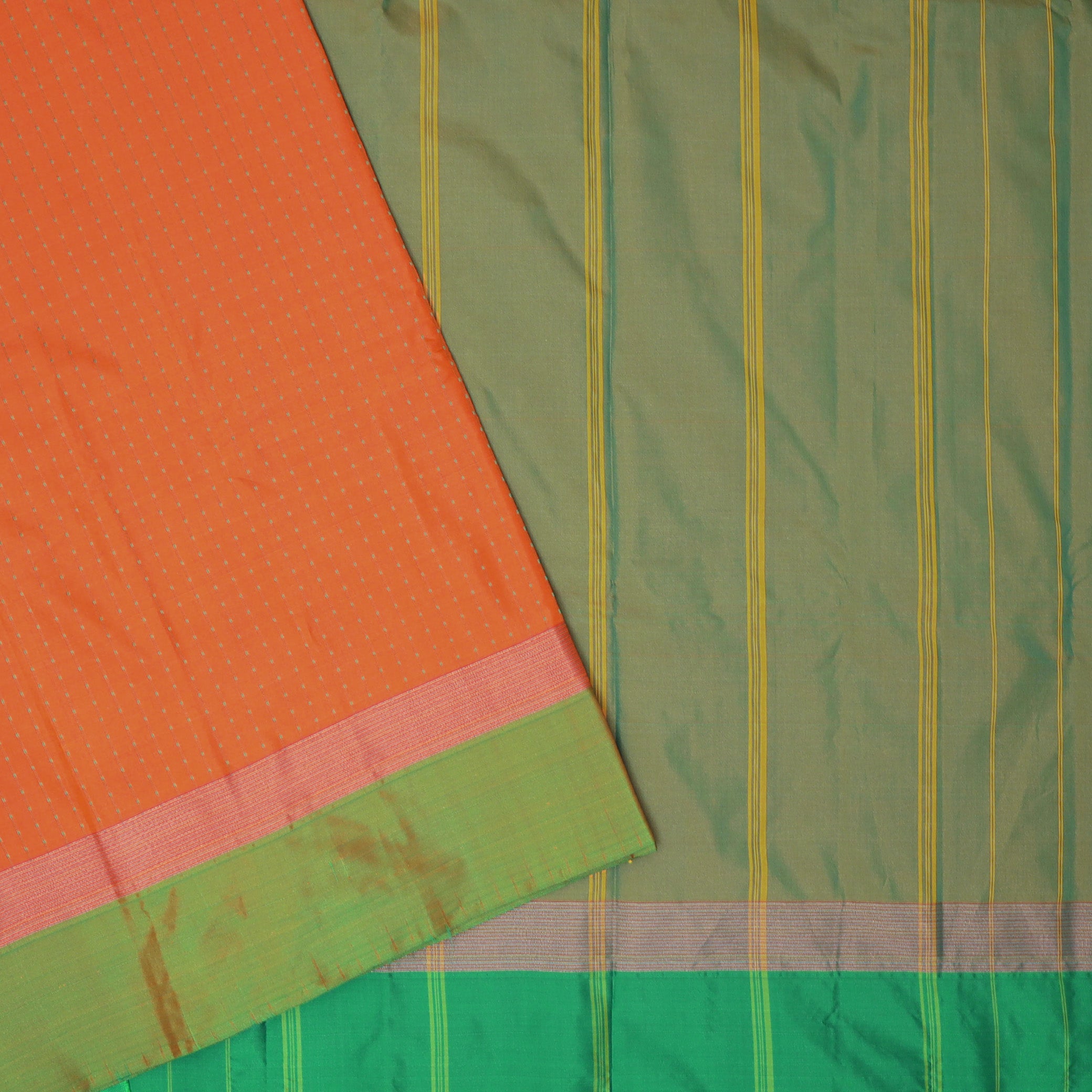 Orange With Green  Arani Silk Saree